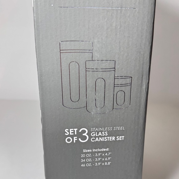 STAINLESS STEEL GLASS CANISTER SET - Picture 4 of 5